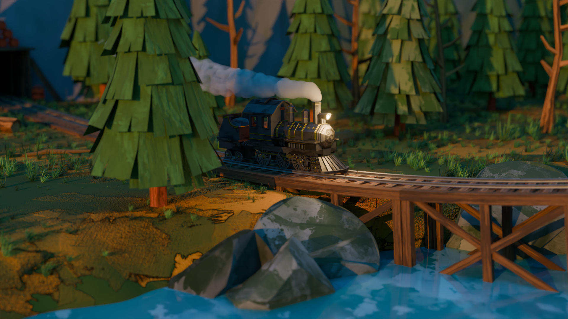 Low-Poly Train - 3D creation project image 1 - Blender Austria Vienna